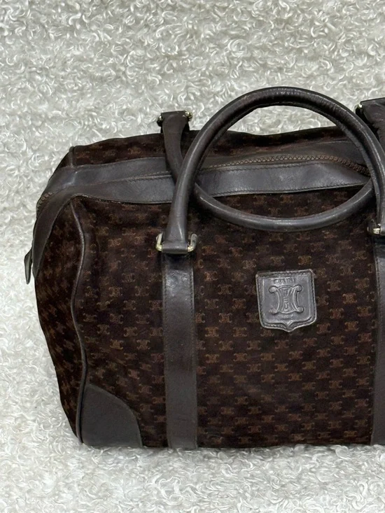 Céline Celine Brown Macadam Suede Boston Bag - Picture 3 of 15